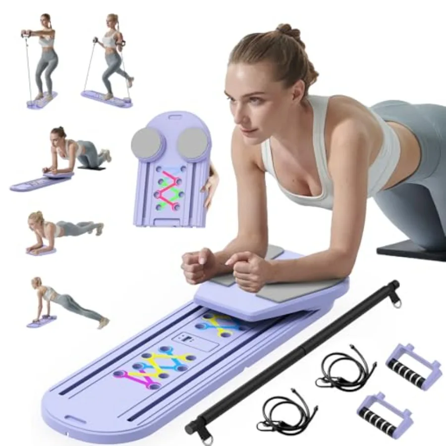 

Доска для пилатеса - Обновленная многофункциональная складная доска-реформер для пилатеса 6-в-1 для дома, черная, с нескользящим покрытием, модель 2025 года