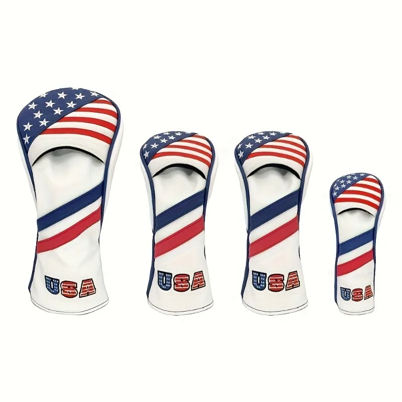 غطاء نادي الجولف بتصميم العلم الأمريكي الوطني، ونمط مخطط، وإكسسوارات الجولف، مما يوفر أفضل الحماية #1
