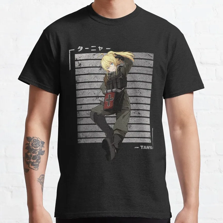 

0516 Youjo Senki The Evil Tanya Degurechaff Gift t shirt Anime girls Graphic Tee 100% cotton print Y2K clothes Large size Tops