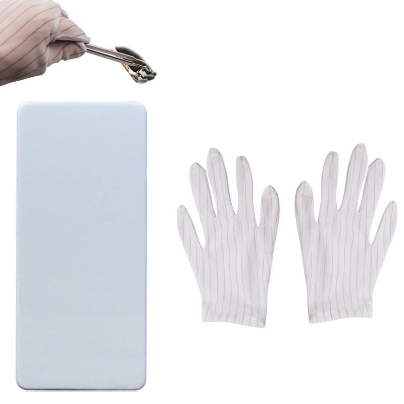 

2PCS Double Sided Polishing Watch Strip Gold Silver Jewelry Sandpaper Bar Pad Brush Anti-static Dust-free Gloves Repair Tool Set