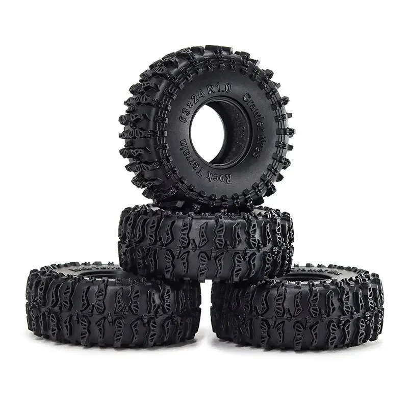 4pcs 63mm 1.0" Soft Rubber Wheel Tire for 1/18 1/24 RC Crawler Car TRX4M SCX24 AX24 Upgrade Parts Accessories