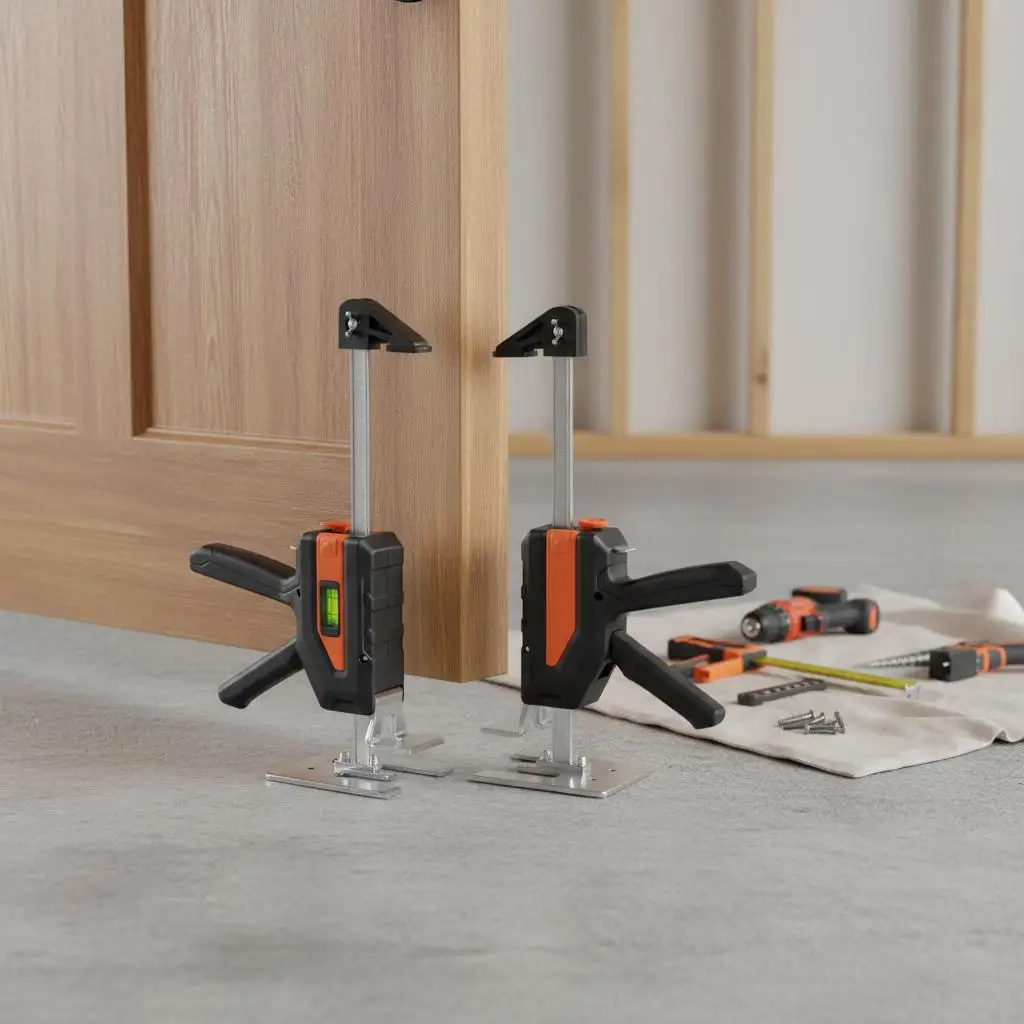 Manual Lifter Tool 7.7-Inch Height for Door Window Cabinet, 440 lbs Load Capacity Magnetic Level Dual Adjustment Modes Carbon