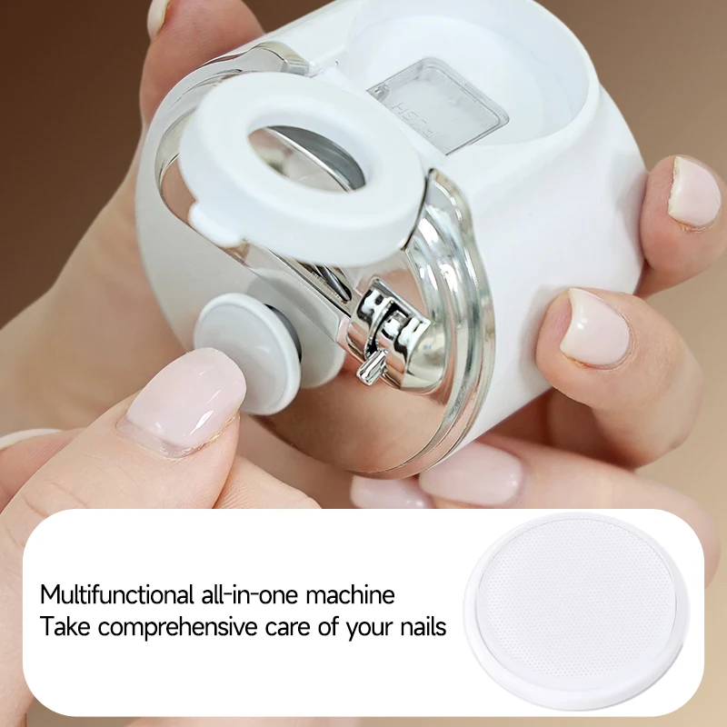 Coupe-ongles électrique multifonctionnel avec loupe à lumière LED pour le meulage des ongles Nail Art adapté aux nourrissons et aux adultes