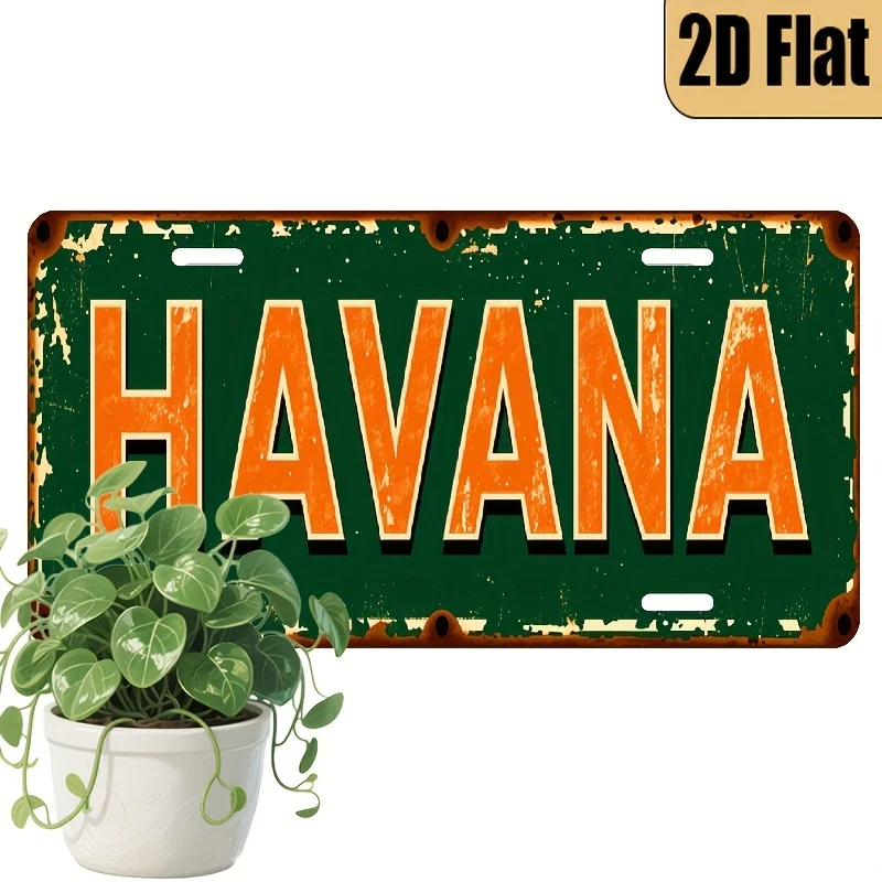 1pc Vintage Havana License Plate-Cuban-Themed Car Number Plate Replica,for Cave Decor,WeddingGift-Durable Polished Aluminum Sign