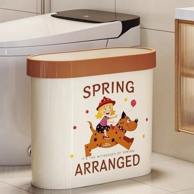 

Large Capaci Batoom Kitchen Tra Can Cartoon Cute Narrow Home Use Waste Bin Classin Tra Can f Circular