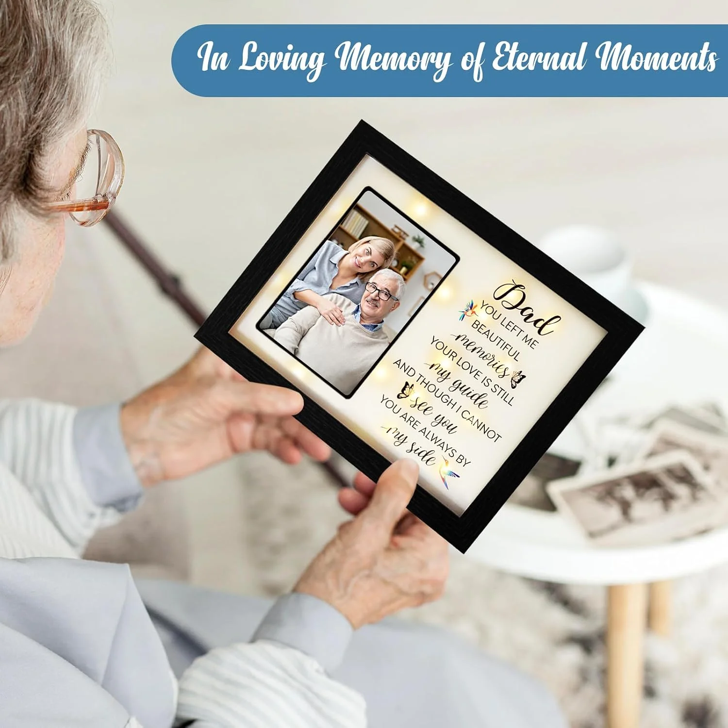 Picture Frame Sympathy Memorial of Loved One for Loss of Mom Dad Gifts LED Shadow Box BereavementCondolences Remembrance Grief