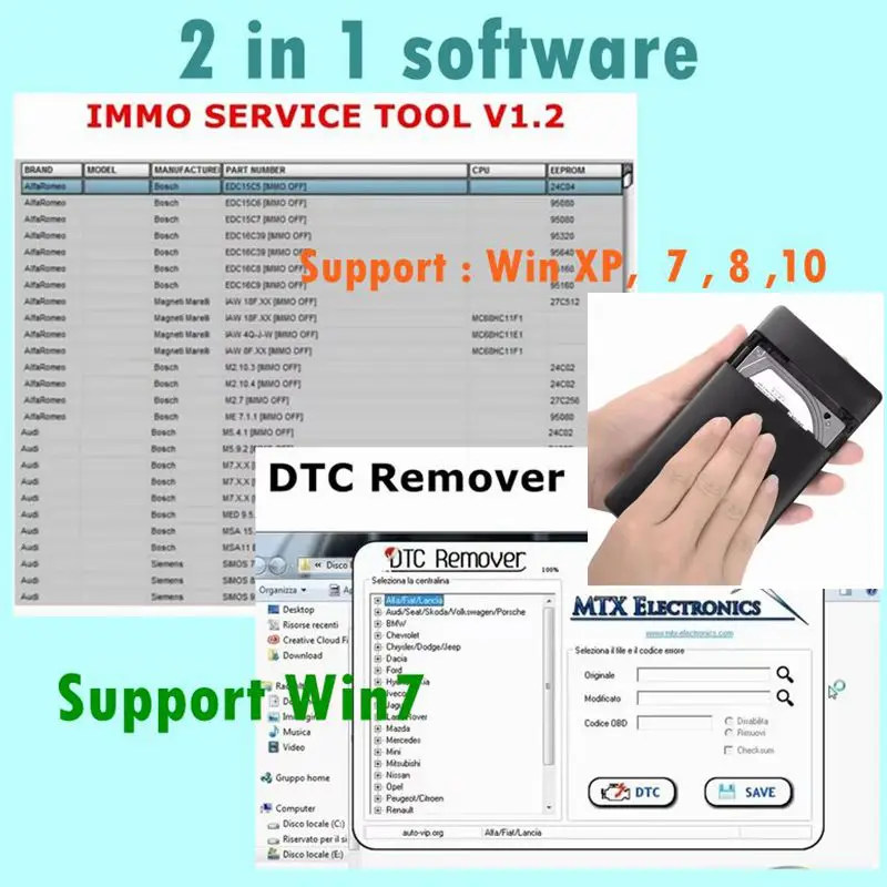 

2024Новый сервисный инструмент IMMO v1.2 Edc 17 IMMO SERVICE TOOL V1.2 PIN-код и Immo Off + программное обеспечение для удаления MTX DTC 1.8.5.0 со Keygen