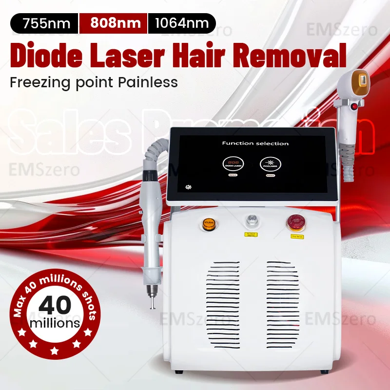 Diode Ice Laser 4 Wavelength Professional 808 2 in 1 Hair Removal and Laser Peak Picoseconds ND YAG tattoo Removal Machine