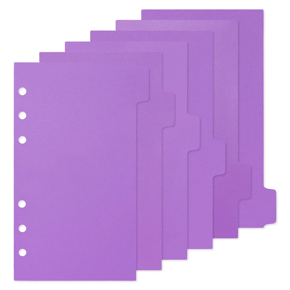 

6 Sheets Pocket Separator Ring Paper Dividers Plastic Binder Index Tabs Page for with Pvc