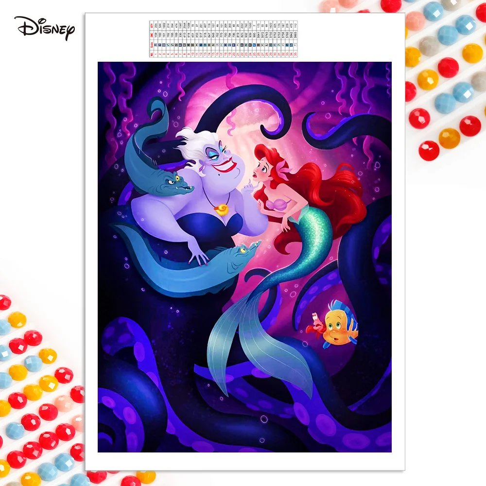 Disney Diamond Embroidery The Little Mermaid Picture Of Rhinestones Full Square Mosaic Portrait Painting Ursula Wall Art