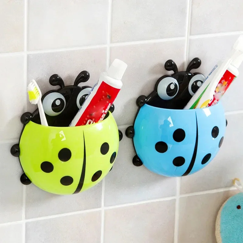 Kids Punch-free Seven Star Ladybug Toothbrush Holders Cartoon Animal Suction Cup Container Holder Creative Toothpaste Holders