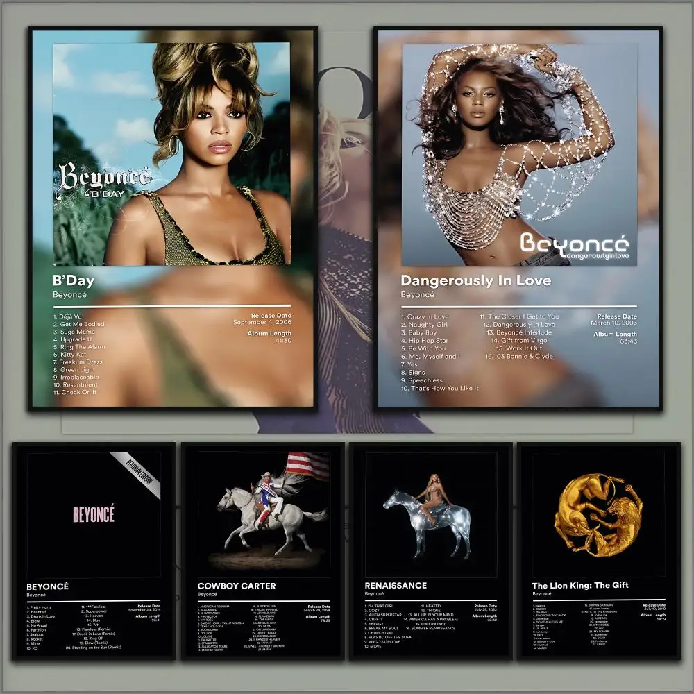 B-Beyonce Rapper Album Poster Home Living Bed Room Bar Hallway Sticky Wall Printing Waterproof Aesthetic Decor