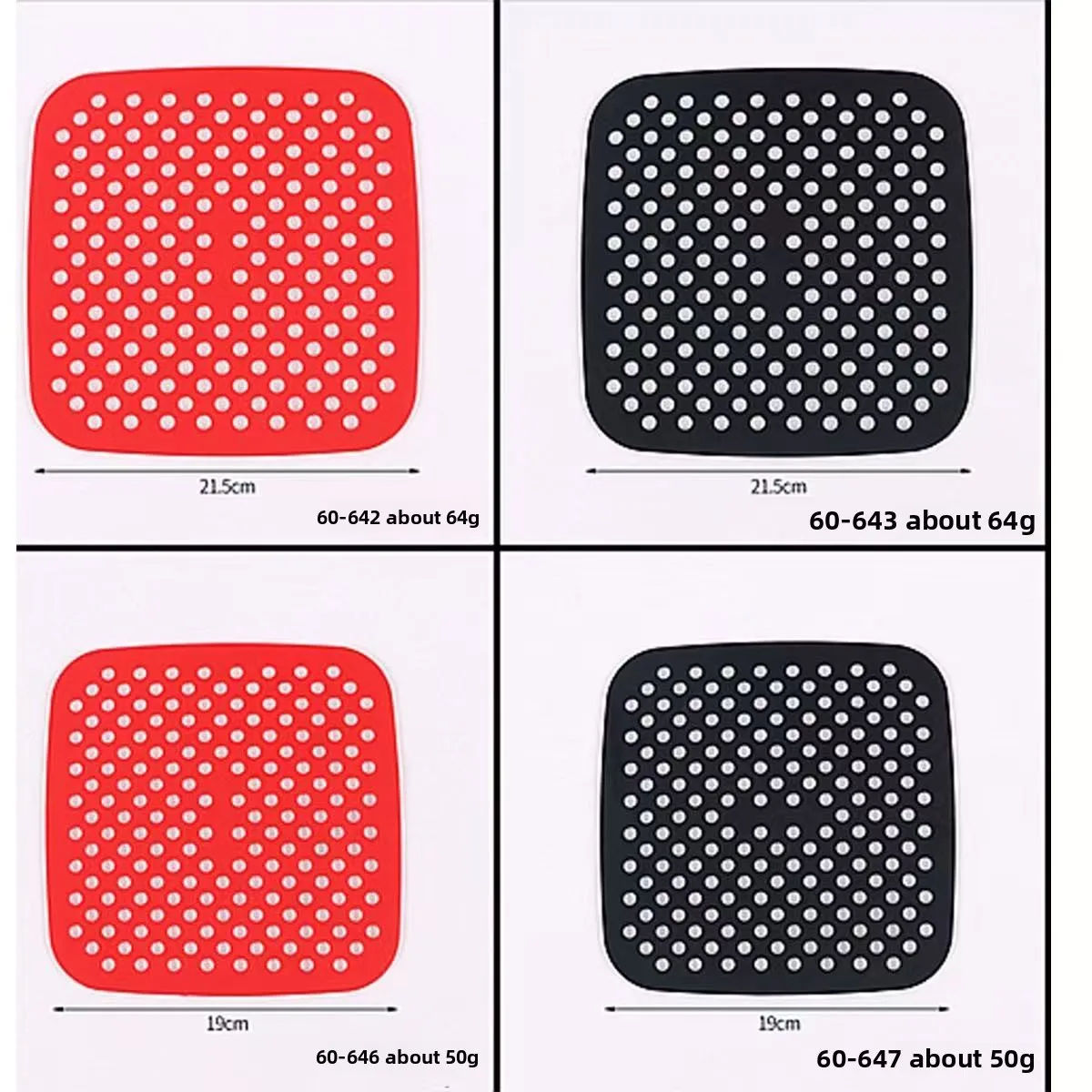 مقلاة الهواء سيليكون بطانة حصيرة قابلة لإعادة الاستخدام غير عصا الخبز حصيرة مستديرة مربع المطبخ مقلاة الهواء الملحقات