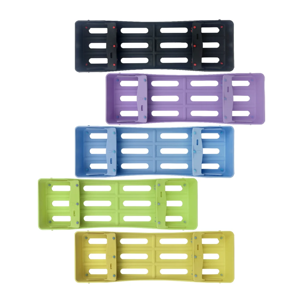 1Pcs Dental Plastic Sterilization Rack Burs Box Holders Cages Cassette Rack Tray Holder for 3 Instruments Disinfection Placement