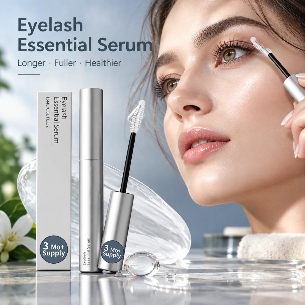 Eyelash Serum 3 Month+ Supply Moisturizing Conditioning Care Lightweight Precision Brush Daily Lash Brow Routine for Women 15ml