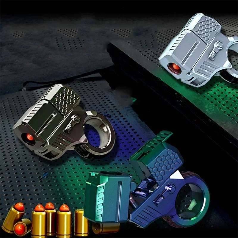 Portable Mini Finger Toy Gun with Throwable Shell, Soft Bullet Gun, Aluminum Alloy Launch Decompression Toy Model