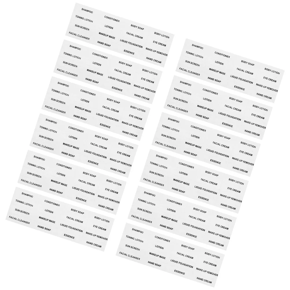 12 Sheets Stickers Bathroom Labels Travel Toiletries for Makeup Bottles Storage Bins Soap Filling Waterproof