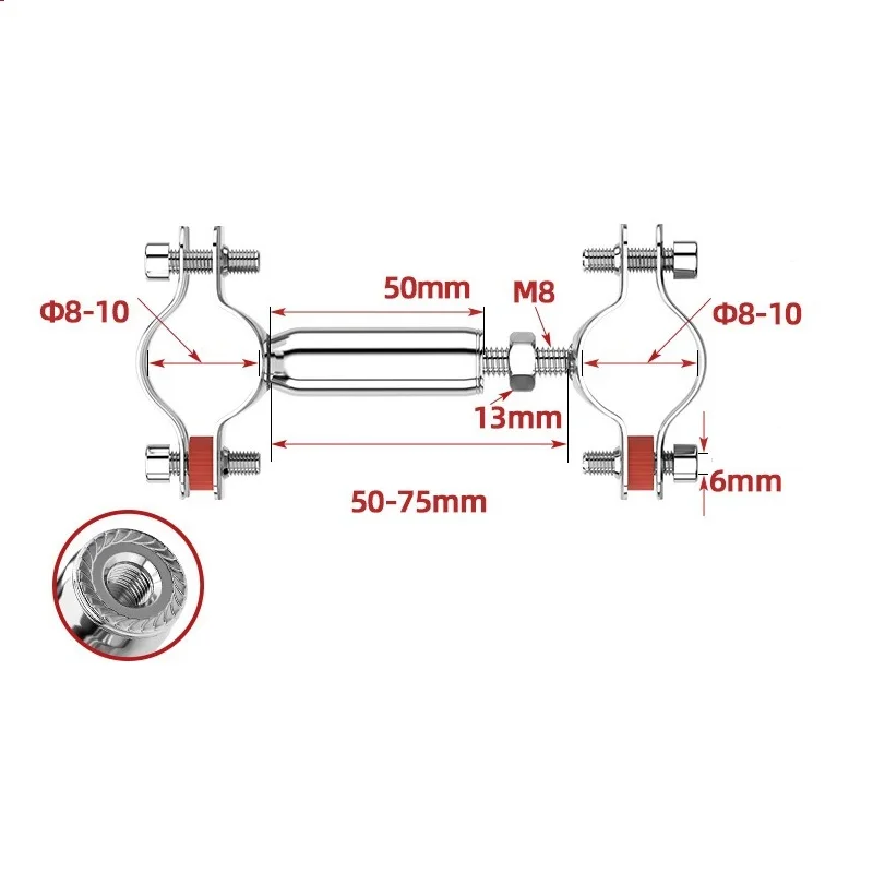 Dual For PVC Pipe Clamp Bracket 304 Stainless Steel Adjustable Design with Rubber Protection 40x30x25cm Dimensions
