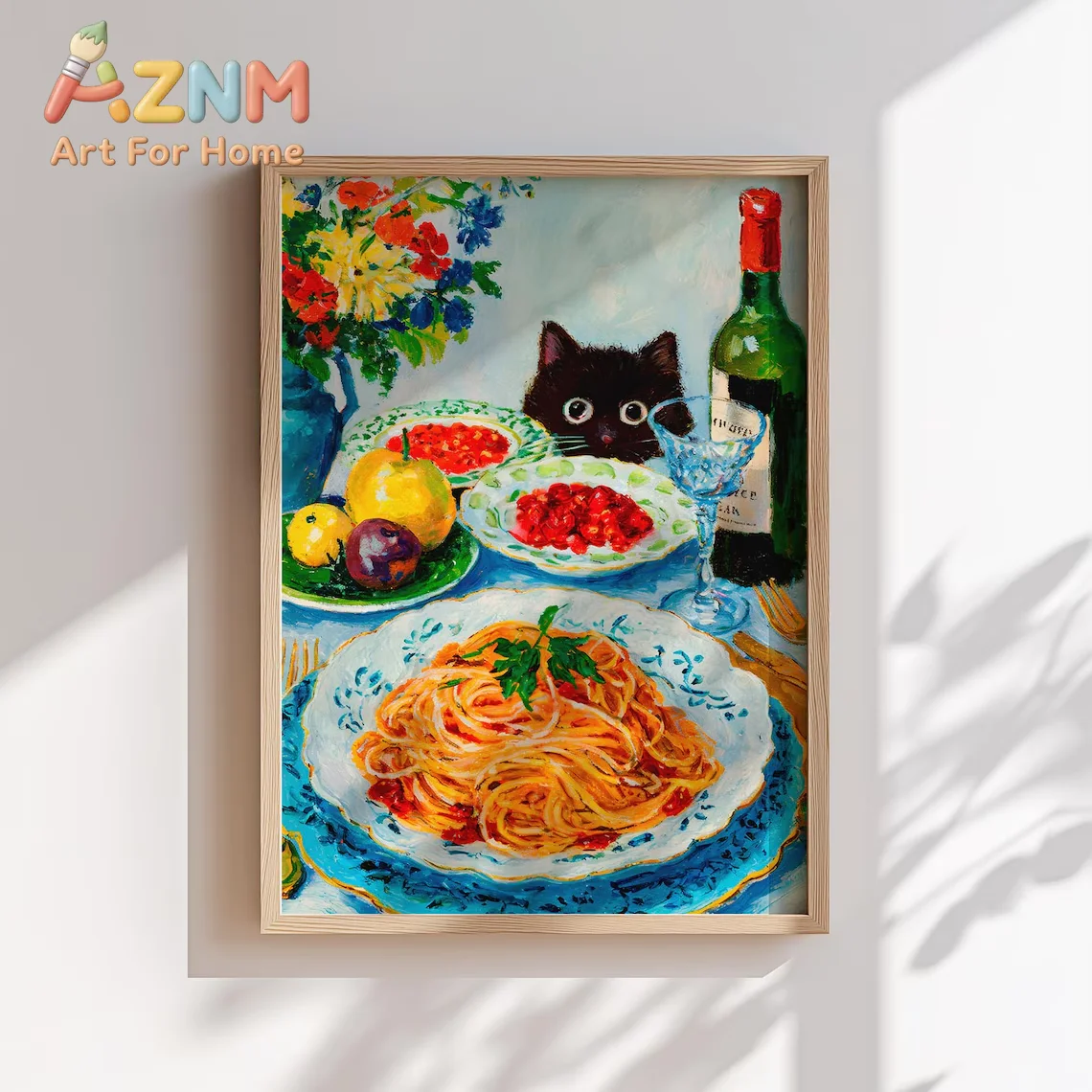 More Spaghetti Less Upsetti Cat Print Dinner Poster Bistro Dining Pasta Posters Italian Kitchen Wall Decor