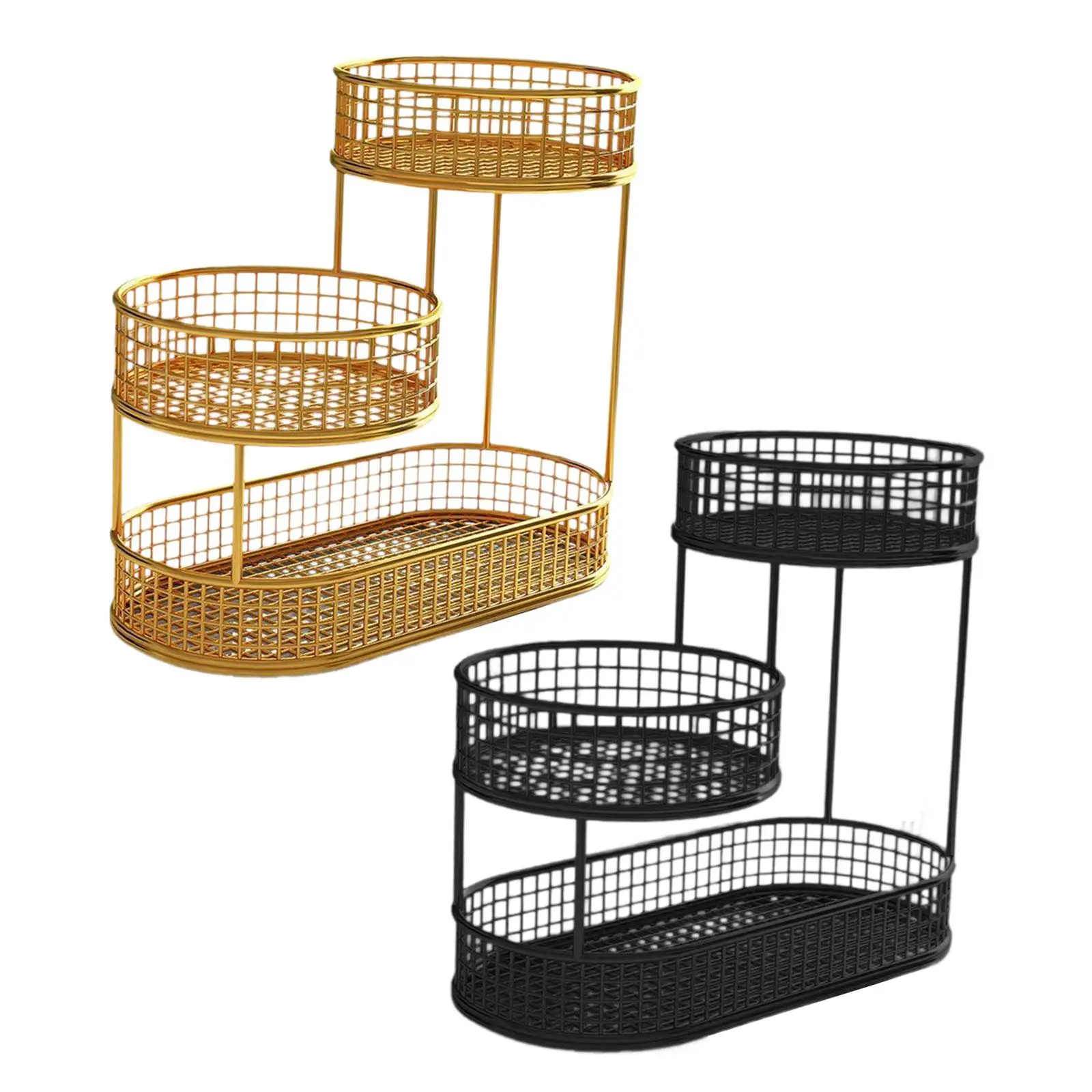 

Three Tiered Wire Basket Stand Multipurpose Fruit Holder Countertop Vegetable