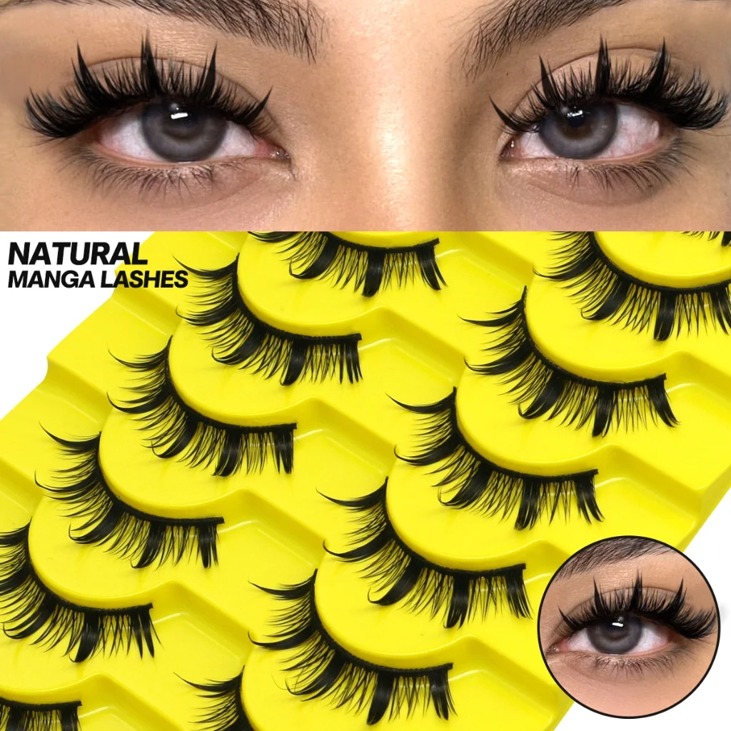 VELTRINAY Manga Lashes False Eyelashes Doll Dramatic Eyelashes Anime Cosplay Spiky Fake Lashes Cosplay Makeup