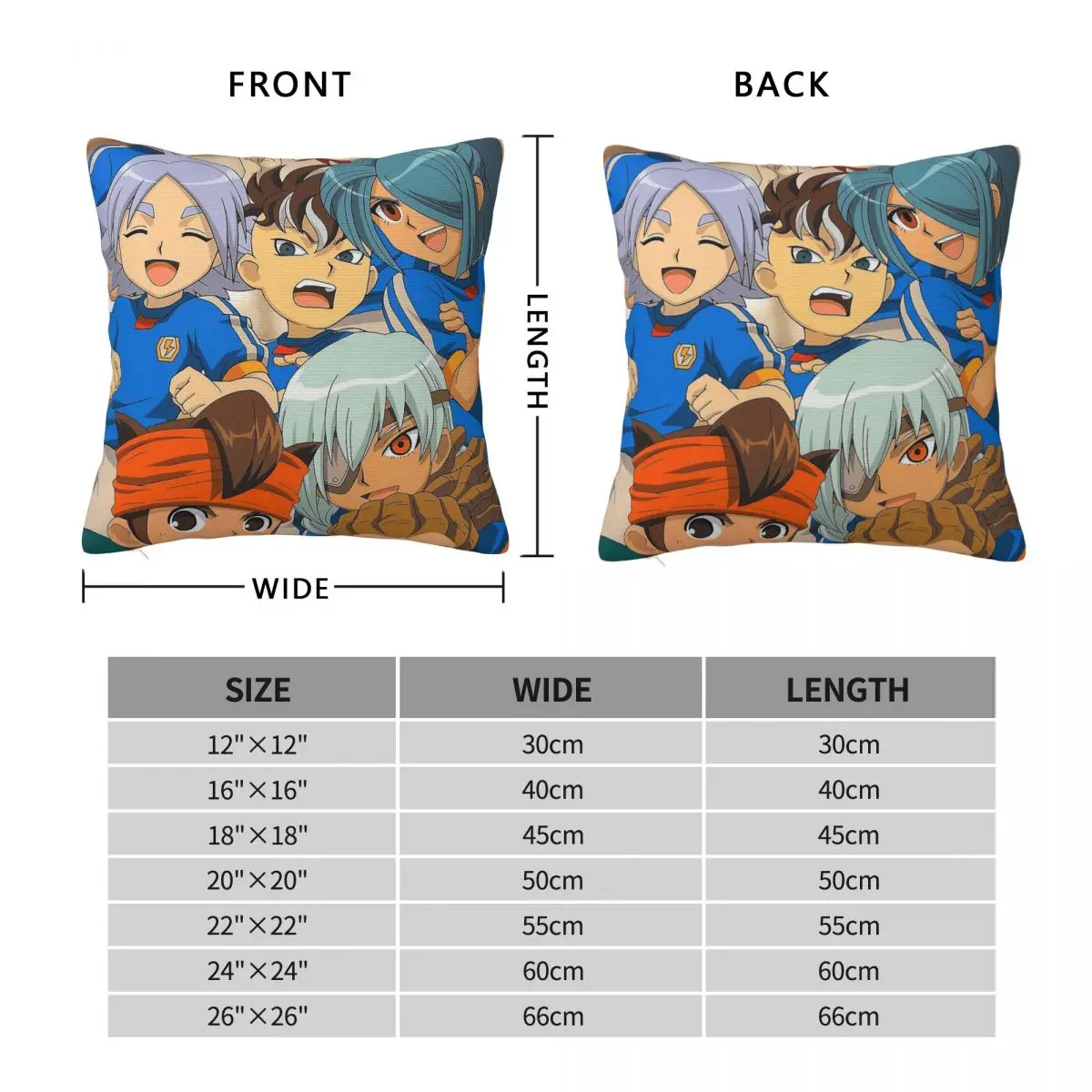 Inazuma Eleven Kiyama Hiroto Fudou Akio Square Pillowcase Polyester Linen Velvet Printed Decorative Pillow Room Cushion Cover