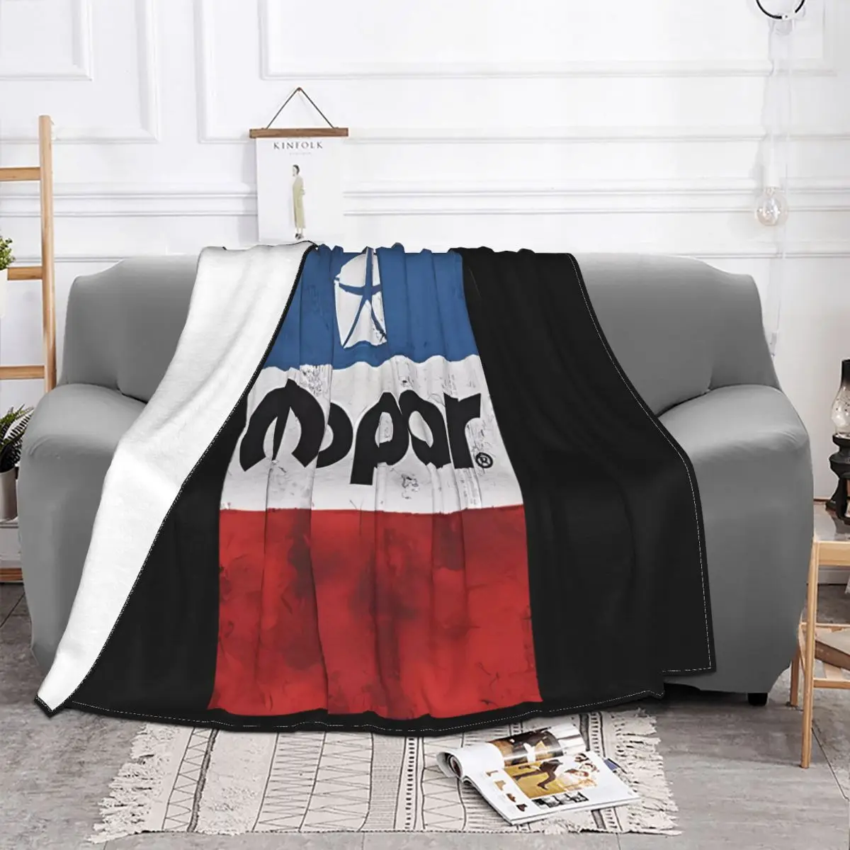 Personalizado Anime Jogue cobertor, Mopar Camiseta, Afligida Logo, Cama