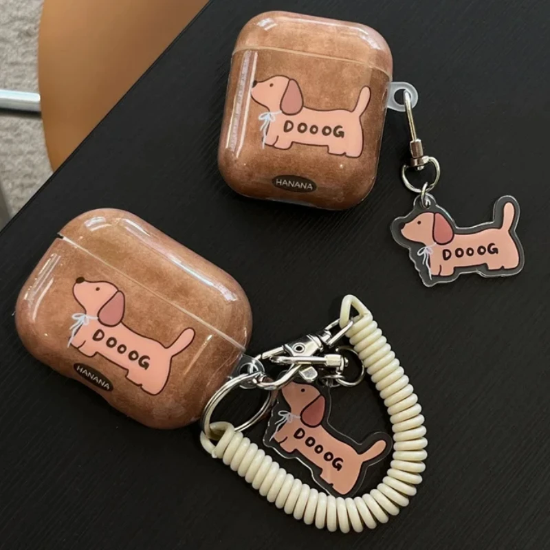 

Korean Cute Dog Earphone Case For Apple Airpods 4 3 Pro 2 Cover with Charm Silicone Headphone Charging Cases For Airpod Pro 2 1