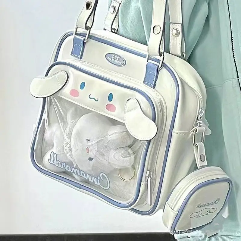 JIAERDI Kawaii Ita Bag For Women PU Transparent Pocket Messenger Bag Lady Japanese Harajuku Y2K Preppy Shoulder Bag Bolsas Mujer