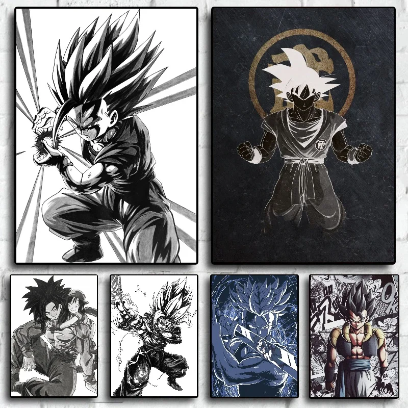 Anime Figures Dragon Ball Z Super Saiyan Goku Gohan Vegeta Artwork Canvas Painting Aesthetic Home Decor Posters Picture Manga