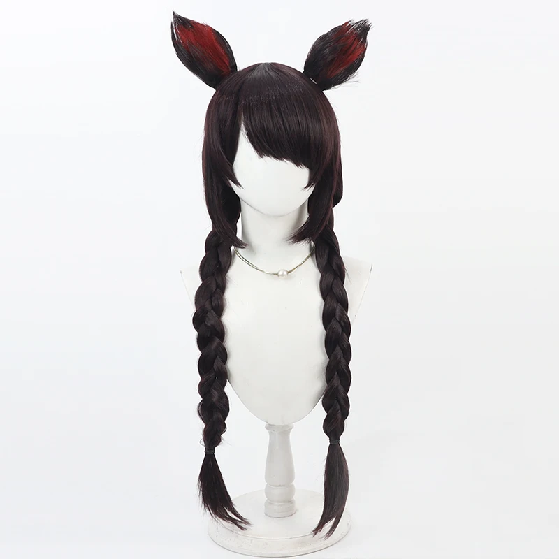 NIJISANJI الظاهري يوتيوب Inui Toko Cos شعر مستعار تأثيري هالوين كرنفال حفلة الدعامة الشعر الاصطناعية ألياف مقاومة للحرارة + غطاء شعر مستعار