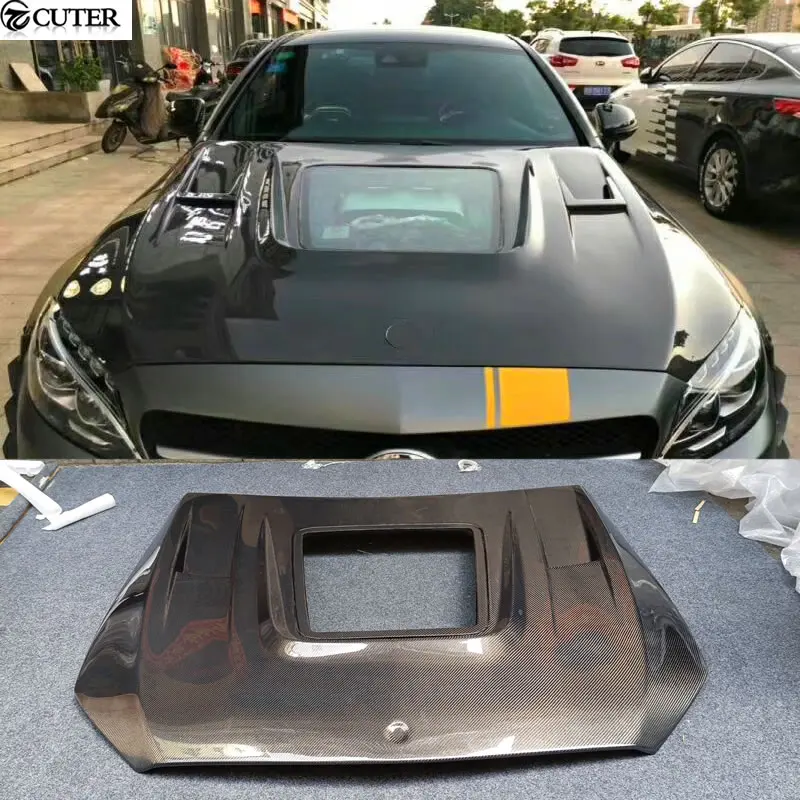 

W205 C63 C43 Amg Transparent Dry Carbon Fiber Engine Hood Car Bonnet for Mercedes Benz W205 C63s C43 15-18