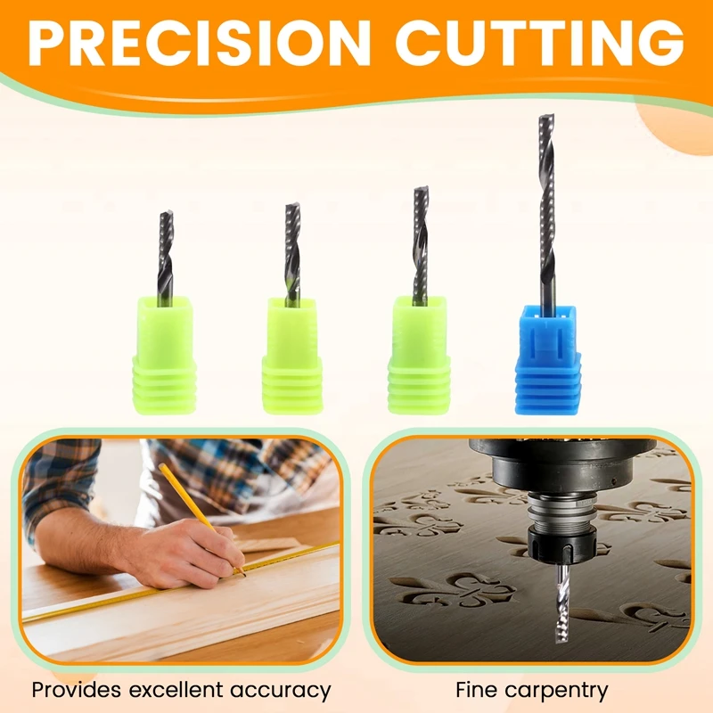 4 قطعة 3.175 مللي متر صعودا وهبوطا قطع المزامير واحدة دوامة كربيد مطحنة أداة CNC راوتر ضغط الخشب نهاية قاطعة المطحنة بت