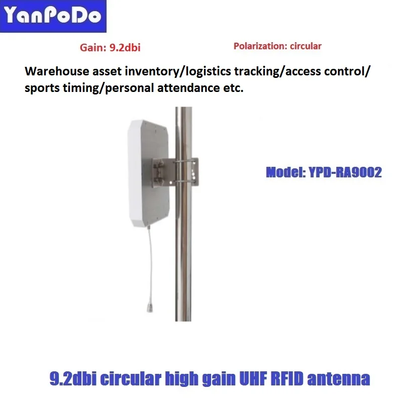 Yanpodo long range 9.2dbi circular uhf rfid outdoor antenna 1-25m waterproof IP67 OEM option for race timing asset tracking