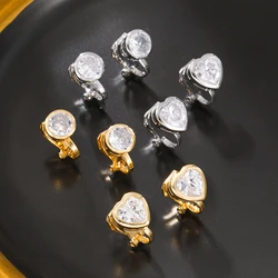Cute Sparkly Round Heart Zirconia Non Pierced Earrings for Female Graceful Elegance Clip on Earrings Women's Jewelry 2023 Trendy