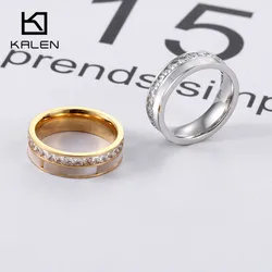 Stainless Steel Shell Finger Rings For Women Love Drip Rubber Anillos Engagement Wedding Bands Jewelry Fashion Gifts