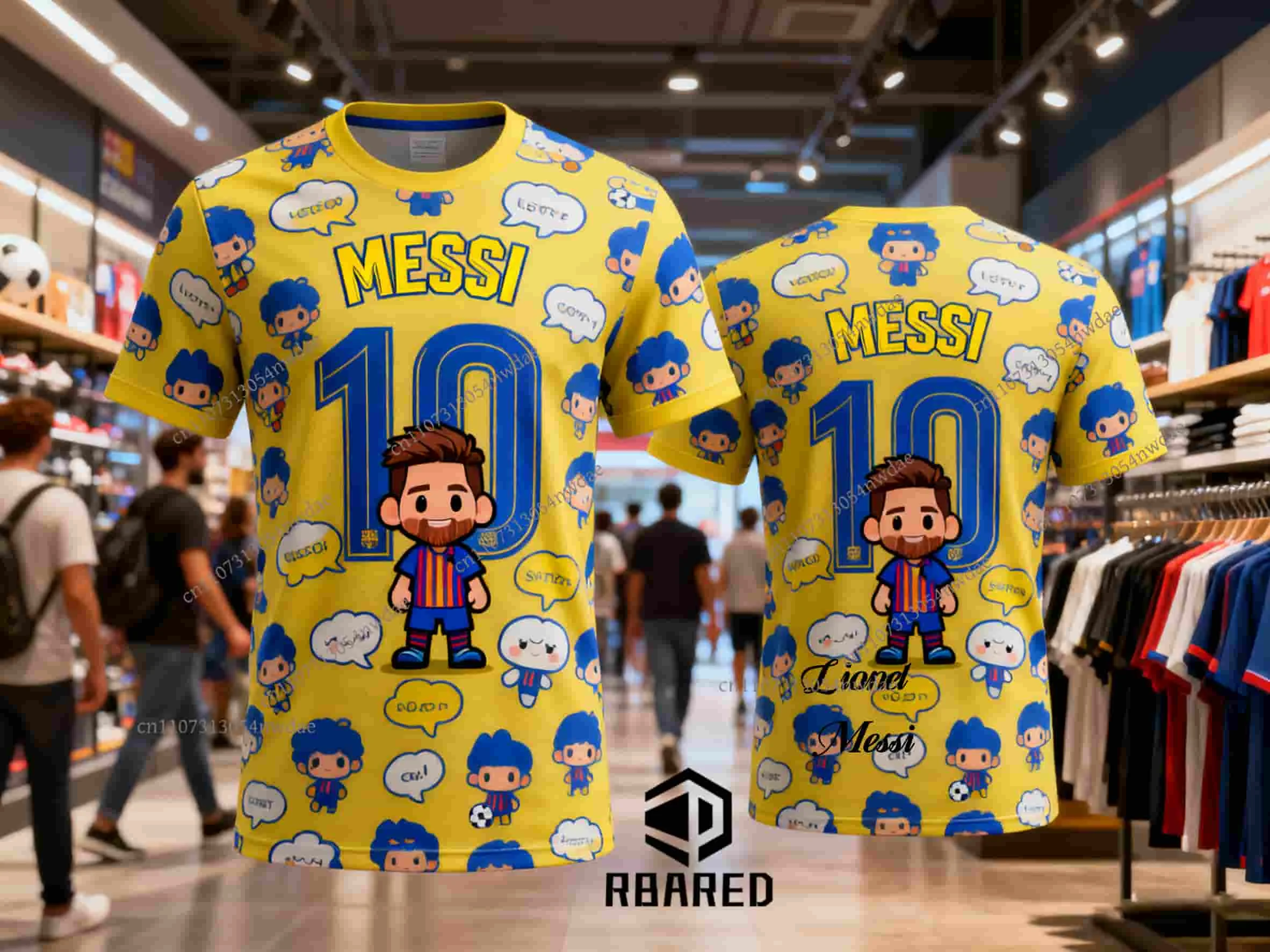 MESSI No.10 Graffiti 3D مطبوعة مروحة تذكارية لكرة القدم قصيرة الأكمام AI جيرسي - لجميع الأعمار، تنفس، عارضة وملابس رياضية #5