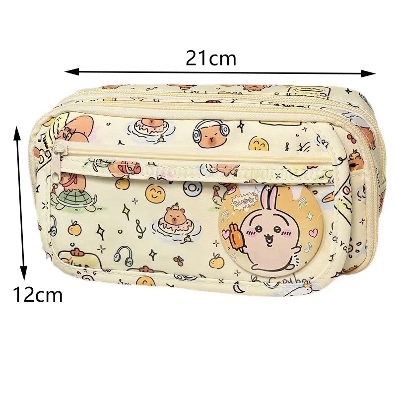 Kawaii Capybara KT Cat Cute Large Capacity Pencil Case Stationery Supplies Multi-function Storage Bag Student School Supplies