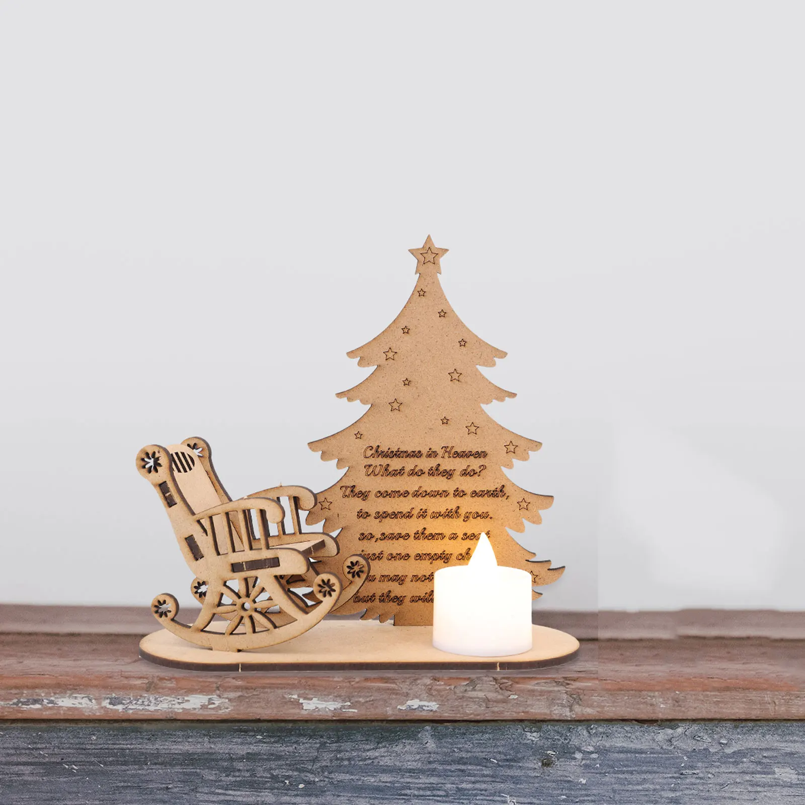 

Christmas Tree Ornaments Decor Plastic Xmas DIY Ornament LED Electronic Wax Christmas Wooden Craft