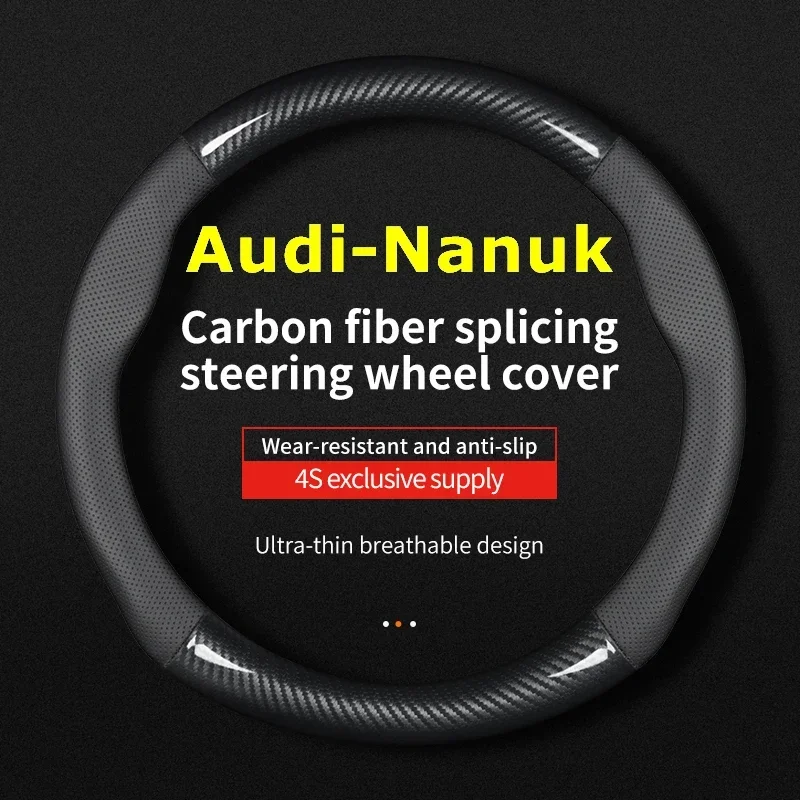 

No Smell Thin For Audi Nanuk Steering Wheel Cover Genuine Leather Carbon Fiber 2012 2013 2014