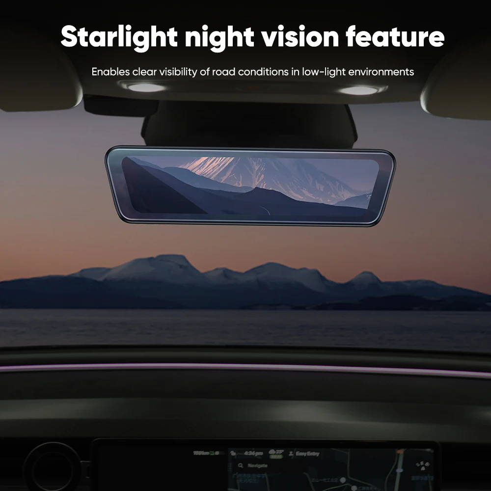 Espejo retrovisor para coche con pantalla IPS de 8,2 ", full hd, 1080p, con lente dual, espejo retrovisor multimedia de transmisión para tesla modelo 3/y/highland