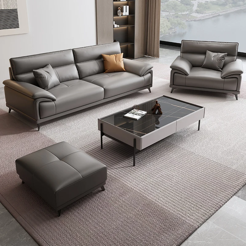 

Modern Designer Leather Office Sofa Set Low Price Three-Seat for Home Living Room Hotel or School Use