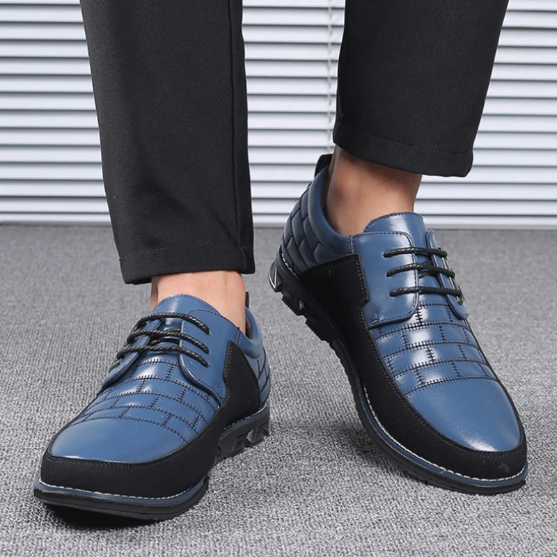 

Mens Breathable Leather Dress Shoes Formal Business Footwear Pointed Toe Lace Up Flat Sole Groom Wedding Shoes Simple Leisure