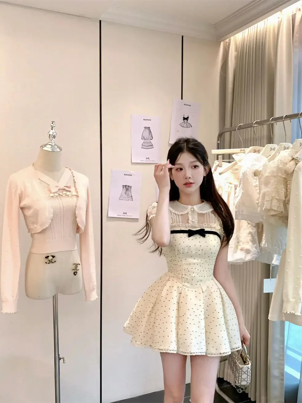 Verão kawaii novo conjunto de duas peças feminino blusa chiffon + vestido de alça sem mangas feminino casual lolita japonês princesa terno 2025 novo