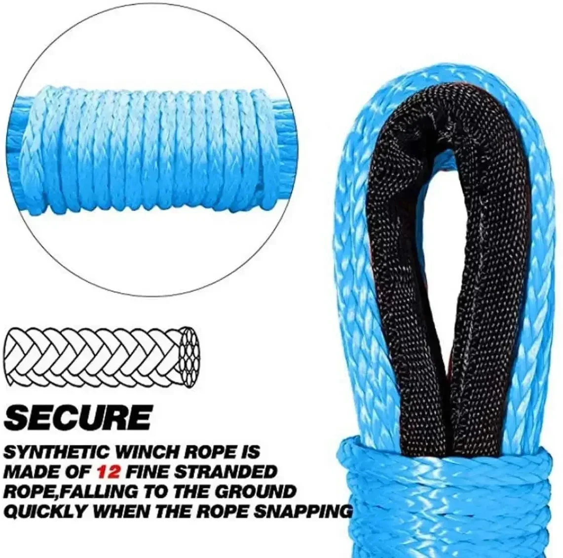 Synthetic Winch Rope Line Recovery Cable15M 5mm/6mm/7mm 10000LBS for 4WD ATV SUV Truck Boat Winch Towing Rope Car Accessories