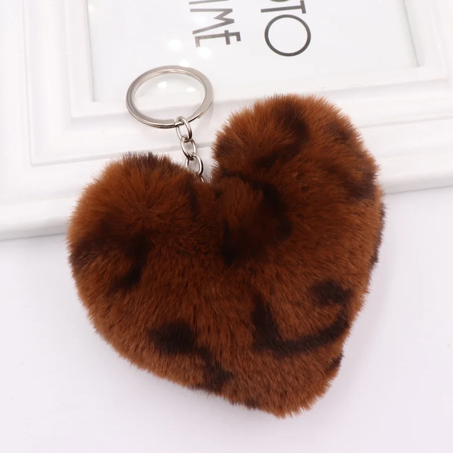 Breloczek Pluszowy Miłość Zimowy Dodatek do Torebki Damskiej Modny Pompon z Futra Dekoracja Samochodowa Mały Prezent