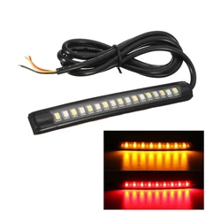 Universal Flexible 17 LED Motorcycle DRL Brake Light Turn Signal Light Strip Number License Plate Light Flashing Tail Stop Light