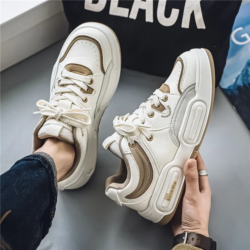 

Men's Casual Shoes Leather White Shoes Vulcanized Comfortable Sneakers Men Athletic Sport Footwear Zapatos De Hombre