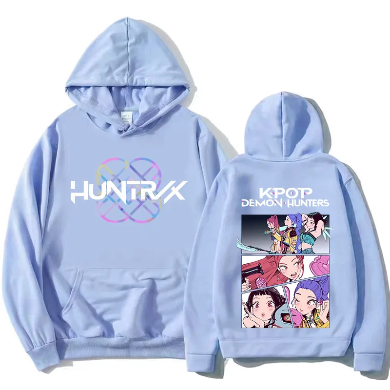 KPop Demon Hunters Hoodies Long Sleeve Fashion Hooded Sweatshirts Funny Cartoon Graphic Printing Pullovers Casual Women Clothing