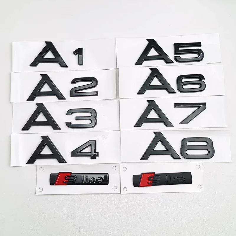 

3D ABS Black S Line A1 A2 A3 A4 A5 A6 A7 A8 Logo Emblem Auto Badge Trunk Decal For Audi Sline Car Fender Sticker Accessories